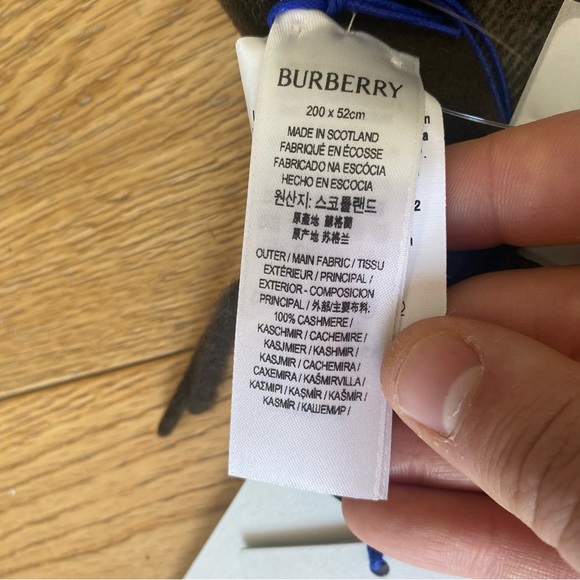 Burberry Giant Check Scarf Chocolate Brown Cashmere 80” x 20”